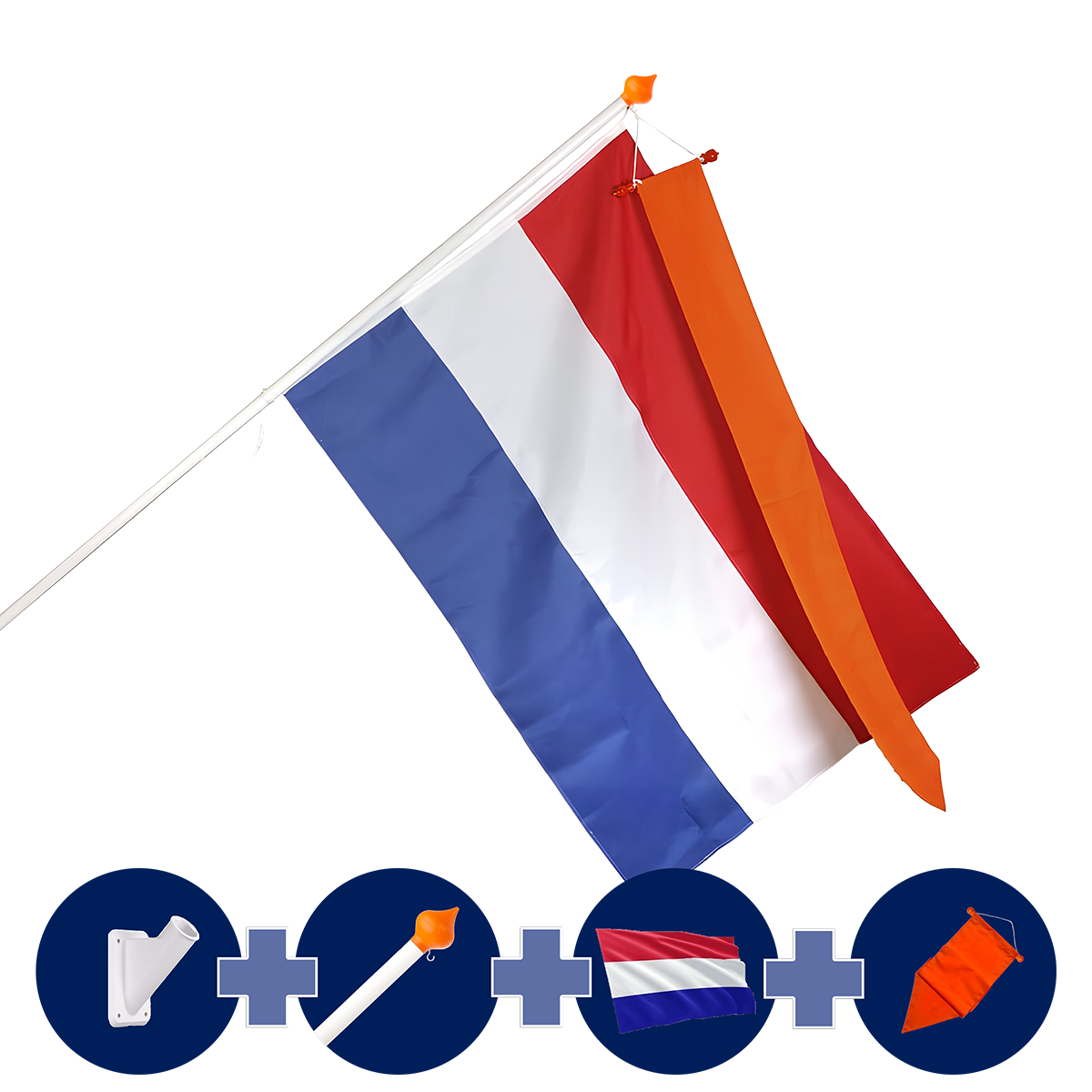 Vlag met stok houder en wimpel complete set
